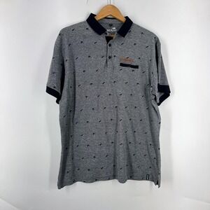 Wild Kiwi New Zealand Mens XL Grey‎ Fern Print Pique Polo Shirt Short Sleeve